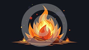 The glowing embers of the fire create a sense of peace and unity a the friends.. Vector illustration.