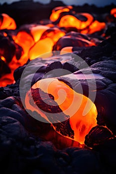 Glowing embers of a smoldering fire