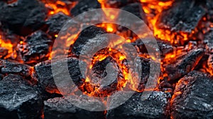 Glowing embers of a smoldering fire