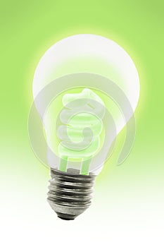 Glowing energy saving electric light bulb
