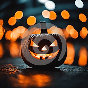 Glowing Evil Pumpkin Jack-O-Lantern for Halloween