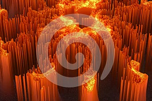 Glowing fiery background, burning firestorm, 3d rendering