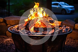 a glowing fire pit prepared for cremation
