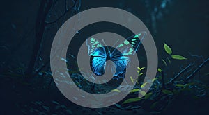 Glowing Flutter, A Butterfly in the Dark Forest - Generative AI