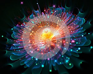 Glowing fractal background flower