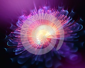 Glowing fractal background flower photo