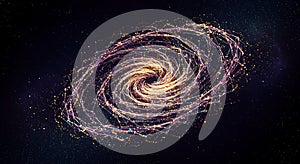 Glowing fractal spiral network in space background