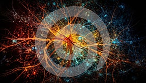 Glowing fractal synapses connect animal and human brains generated by AI