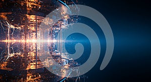 Glowing futuristic computing core structure