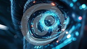Glowing Futuristic Iris Scanner Technology