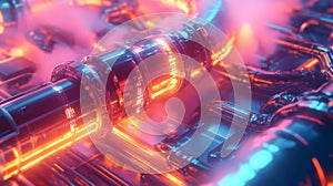 Glowing Futuristic Machinery System photo