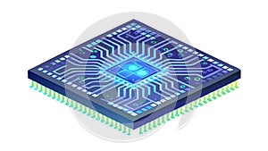 Glowing futuristic microchip, advanced technology. vector design Generative AI