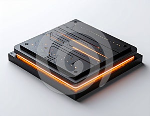 Glowing Futuristic Processor on White Background