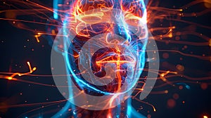 Glowing Futuristic Visualization of the Human Nervous System in Motion