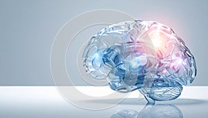 Glowing Glass Brain Visualizing Thought Process