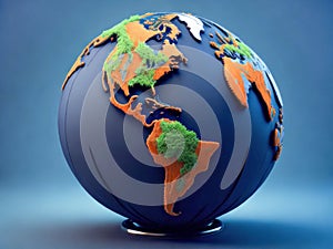 Glowing Globe Planet Earth. World is in our hands. Blue Global Business. Generative Ai