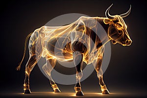 Glowing gold bull pop art