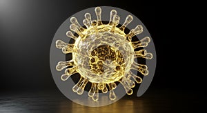 Glowing Gold Virus Particle 3D Render