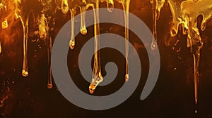 Glowing Golden Liquid Drips - Abstract Luxury Background