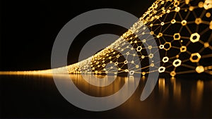 Golden Technology Light Beam with Futuristic Glow