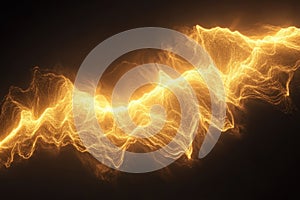 Dynamic golden waves of light create a mesmerizing visual display in dark background