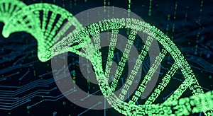 Digital DNA Helix with Binary Code and Circuits - Future of Genetics and Technology