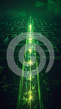 Glowing Green Digital Superhighway