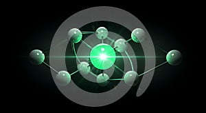 Glowing Green Molecular Structure - Science, Technology, Quantum Concept