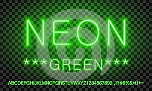 Glowing green neon font set