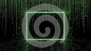 Glowing Green Neon Rectangle in Dark Code