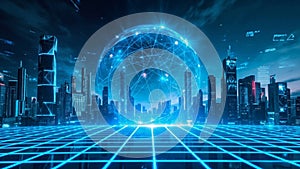 Glowing Grid World: The Future of Technology