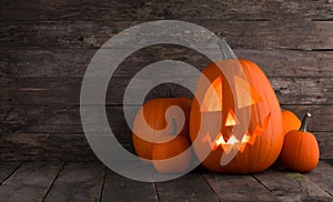 Glowing Halloween pumpkins