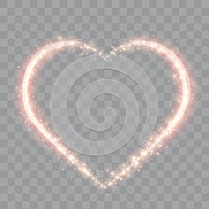 Glowing Heart. Glitter heart shape with Shine Particles.