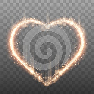 Glowing Heart. Glitter heart shape with Shine Particles.