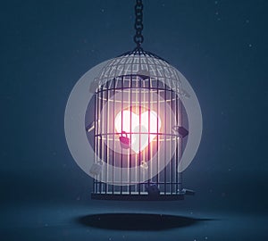 Glowing Heart locked in cage