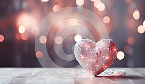 A glowing heart among sparkling lights, a symbol of love and affection captured in a romantic atmosphere
