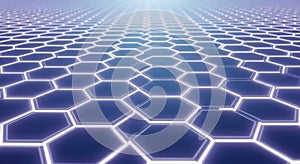 glowing hexagonal grid on blue gradient background