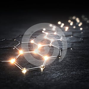 Glowing Hexagonal Network Abstract Technology Background