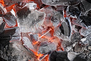 Glowing hot coals