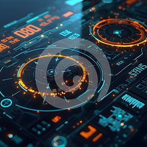 Glowing HUD Elements in Advanced Digital Interface