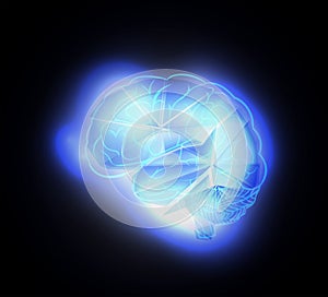 Glowing human brain