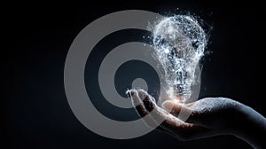 glowing idea in open hands