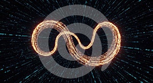 Glowing Infinity Symbol in Digital Space Abstract Tech Art