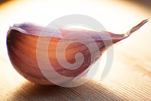 Glowing inside garlic clove in a shell