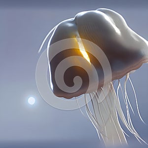 A glowing inside jellyfish created with generative AI technology.