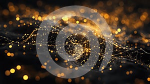 Glowing interconnected points forming a digital technology network