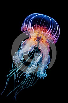 Glowing jellyfish on black background
