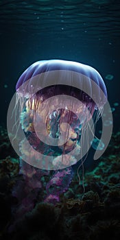 Glowing Jellyfish Underwater - Cinematic Production Still