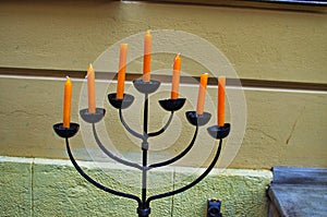 Glowing Jewish Hanukkah menorah or Bat Mitzvah