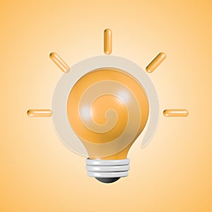 Glowing lamp icon, in 3D. For ideas and inspiration.